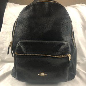 Coach Black Leather Backpack